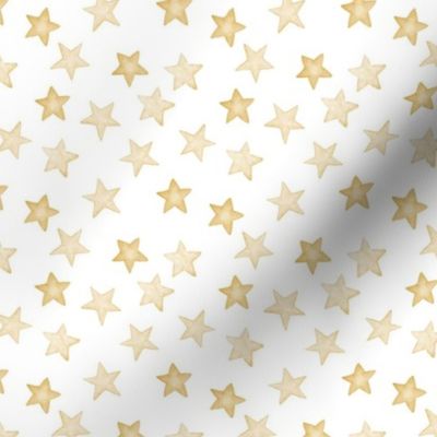 Small Faded Golden Christmas Stars on White