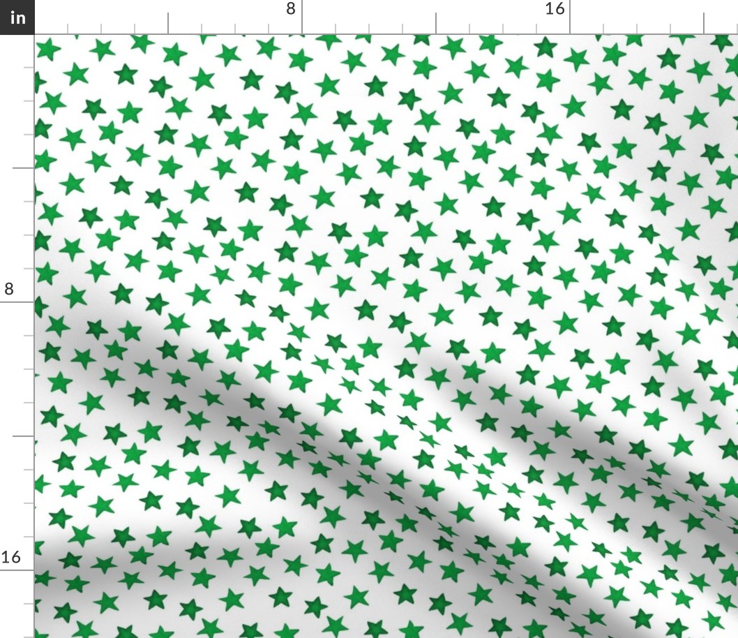 Small Faded Green Christmas Stars on White