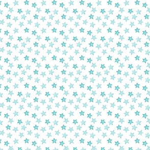 Small Faded Aqua Christmas Stars on White