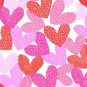 polka dots heart - pink and red shades 