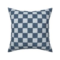 Textured Check - Small Scale - Upward and Indigo Blue - Linen Ikat fabric texture Checkers Checkerboard Beach Boy