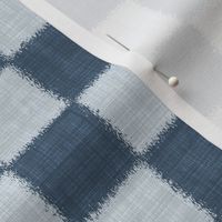 Textured Check - Small Scale - Upward and Indigo Blue - Linen Ikat fabric texture Checkers Checkerboard Beach Boy