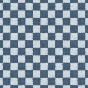 Textured Check - Ditsy Scale - Upward and Indigo Blue - Linen Ikat fabric texture Checkers Checkerboard Beach Boy