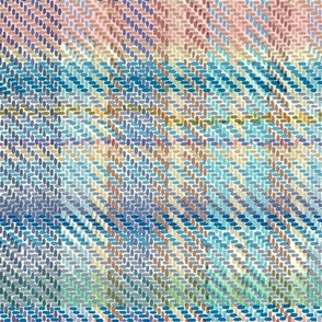 large scale colour3 hand drawn tartan weave / blue pink brown cool brights