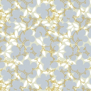 (S) Delicate Abstract cottagecore Floral with dots 2. Pastel blue and ochre