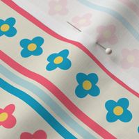 Wallflowers & Stripes // small print // Pinkalicious & Bubblegum Blossoms on Vanilla Cream