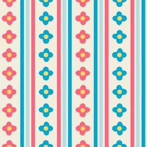 Wallflowers & Stripes // small print // Pinkalicious & Bubblegum Blossoms on Vanilla Cream