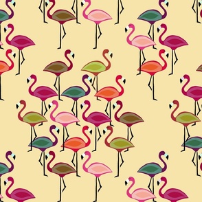 Mod Flamingos Mad Men Cream