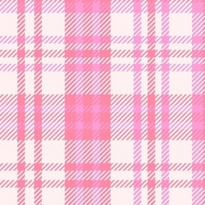 Plaid, check, tartan in shades of pink, large scale