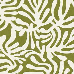 Modern Leaves - Tropical Cut Outs on Olive Green / Large