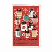 Creamy Hot Chocolate- Vintage Holiday Cats in Teacups