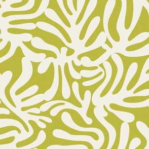 Modern Leaves - Tropical Cut Outs on Apple Green Background / Large
