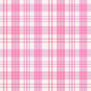 Plaid, check, tartan in shades of pink, small scale