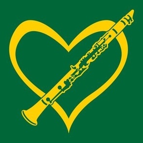 Clarinet, Clarinet Love, Clarinet with Heart, Clarinet Player, Marching Band, Color Guard, High School Marching Band, College Marching Band, Orchestra, Green & Gold, Green & Yellow