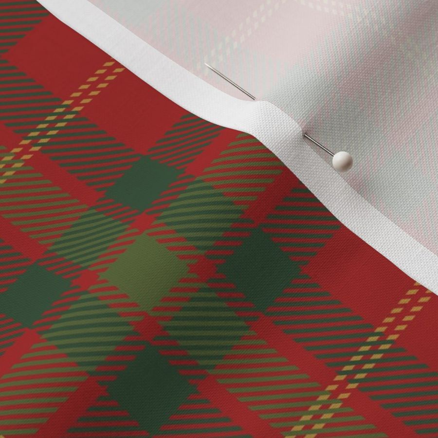 Olive Green, Forest Green and Gold on Red Tartan Plaid