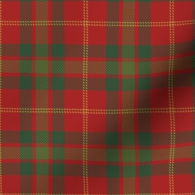 Olive Green, Forest Green and Gold on Red Tartan Plaid