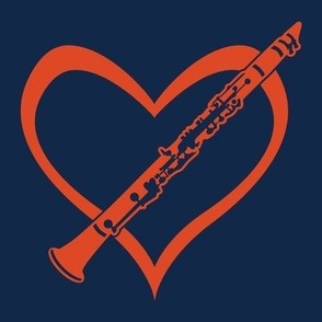 Clarinet, Clarinet Love, Clarinet with Heart, Clarinet Player, Marching Band, Color Guard, High School Marching Band, College Marching Band, Orchestra, Blue & Orange