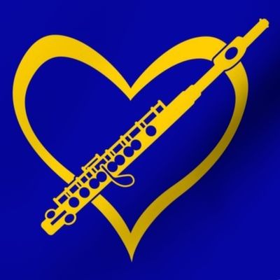 Flute, Flute Love, Flute with Heart, Flute Player, Marching Band, Color Guard, High School Marching Band, College Marching Band, Orchestra, Royal Blue & Gold, Blue & Yellow