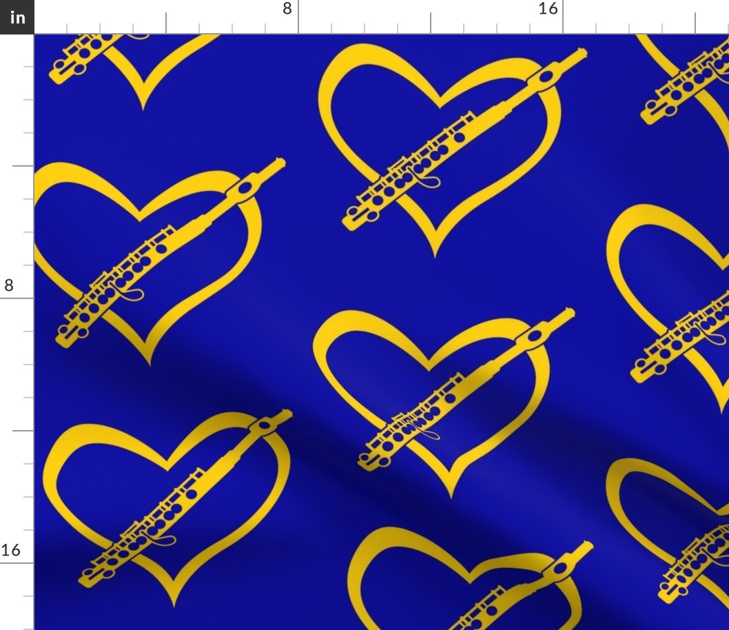 Flute, Flute Love, Flute with Heart, Flute Player, Marching Band, Color Guard, High School Marching Band, College Marching Band, Orchestra, Royal Blue & Gold, Blue & Yellow