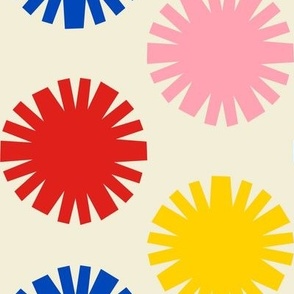 Pom Poms - Multi // x-large print // Multicolor Shapes on Carousel Cream
