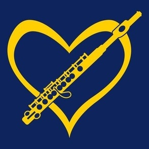 Flute, Flute Love, Flute with Heart, Flute Player, Marching Band, Color Guard, High School Marching Band, College Marching Band, Orchestra, Navy Blue & Gold, Maize & Blue