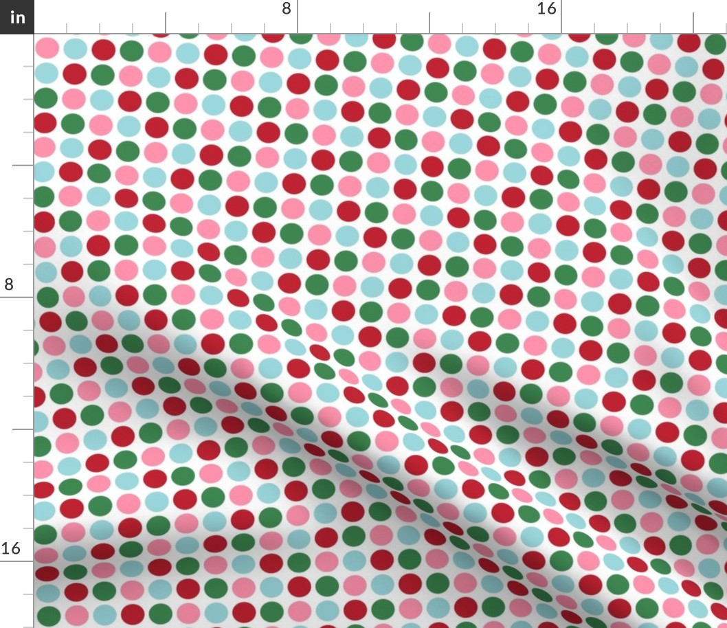 polka dots multi one MED red green blue pink - christmas wish collection