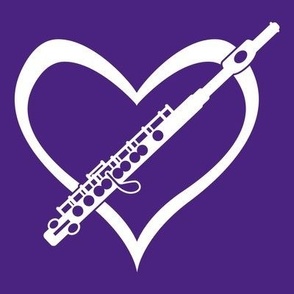 Flute, Flute Love, Flute with Heart, Flute Player, Marching Band, Color Guard, High School Marching Band, College Marching Band, Orchestra, Purple & White