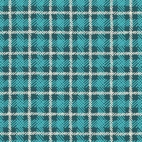 Hand drawn plaid, white and teal dashed lines on dark green, great for Christmas