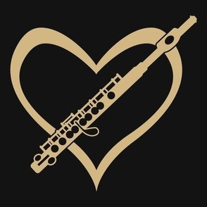 Flute, Flute Love, Flute with Heart, Flute Player, Marching Band, Color Guard, High School Marching Band, College Marching Band, Orchestra, Black & Old Gold, Black & Gold