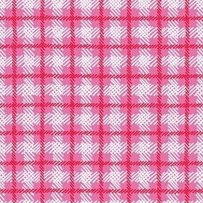 Hand drawn plaid, red and white dashed lines on pink, great for Christmas