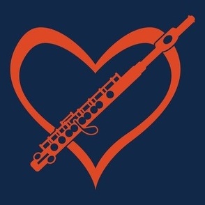 Flute, Flute Love, Flute with Heart, Flute Player, Marching Band, Color Guard, High School Marching Band, College Marching Band, Orchestra, Blue & Orange