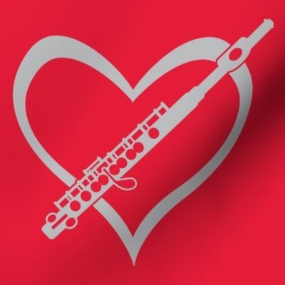 Flute, Flute Love, Flute with Heart, Flute Player, Marching Band, Color Guard, High School Marching Band, College Marching Band, Orchestra, Scarlet Red & Gray, Red & Silver