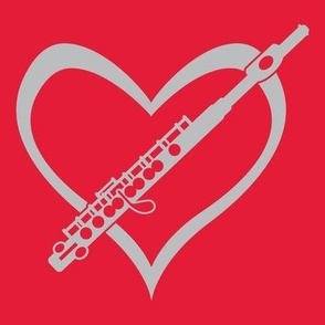 Flute, Flute Love, Flute with Heart, Flute Player, Marching Band, Color Guard, High School Marching Band, College Marching Band, Orchestra, Scarlet Red & Gray, Red & Silver