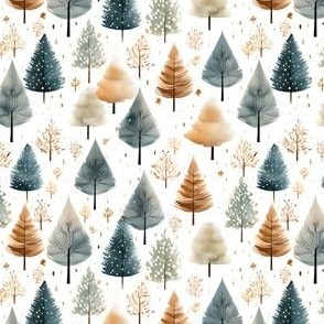 Watercolor Christmas Trees - small