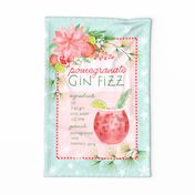 pomegranate gin fizz recipe tea towel festive holiday pink berries
