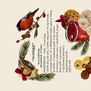 Festive Noel Mulled Wine Tea Towel 