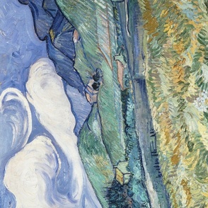 Van Gogh Landscape in Saint Rémy tea towel or wall hanging