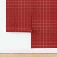 White Double Ticking Stripe Windowpane Plaid on Red