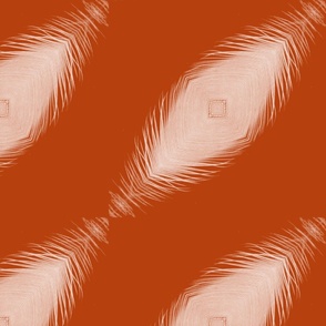 Rust orange diagonal feathers / large