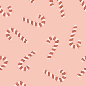 simple candy canes - Christmas candy fabric - pink - LAD23