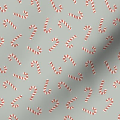 (small scale) simple candy canes - Christmas candy fabric - grey - LAD23