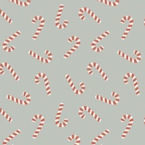 (small scale) simple candy canes - Christmas candy fabric - grey - LAD23