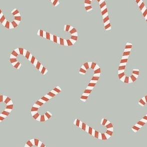 simple candy canes - Christmas candy fabric - grey - LAD23