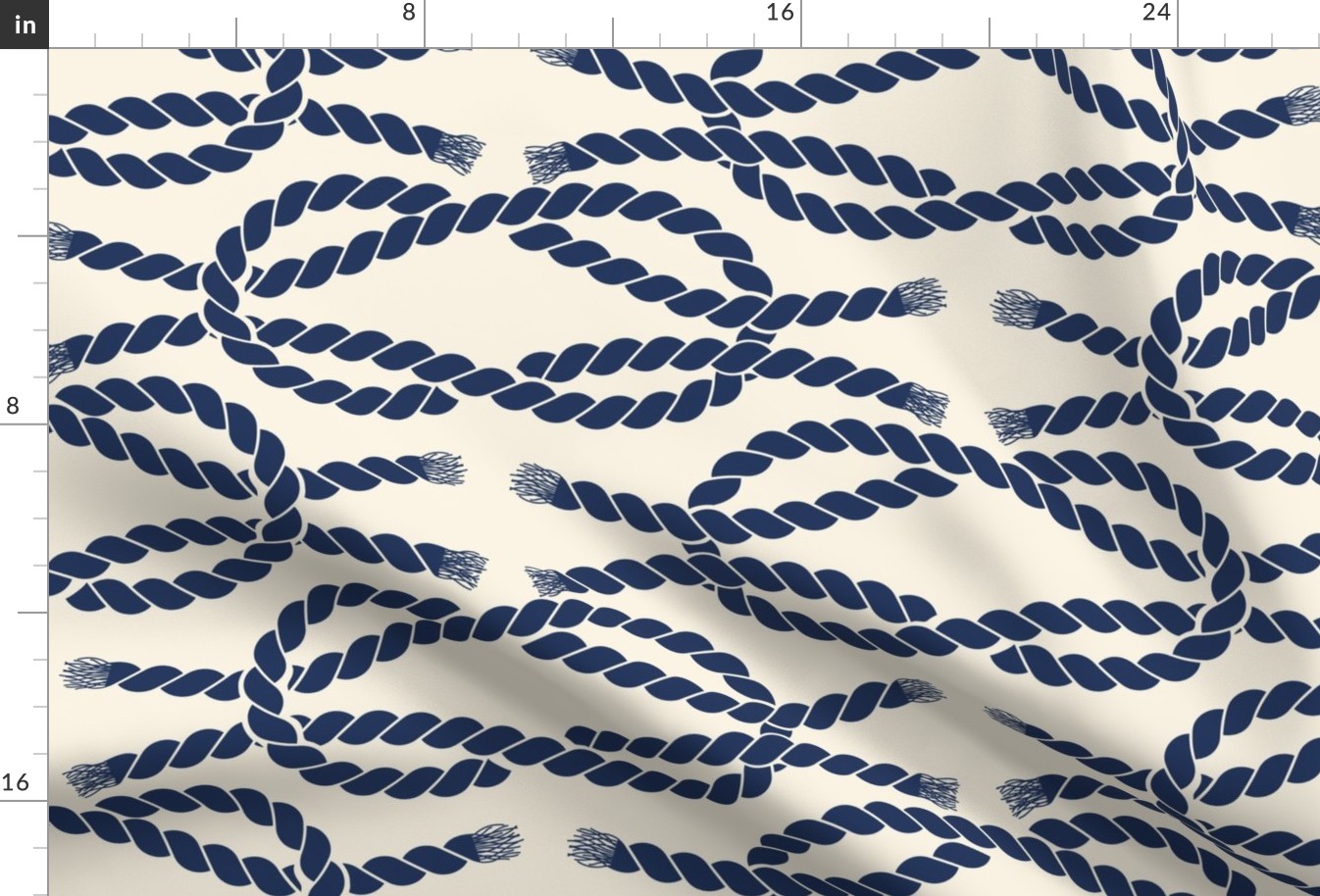 Nautical Square Knot - Rope - Coastal Chic Collection - Cassic Navy on Ivory BG
