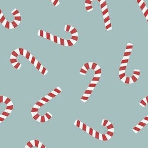 simple candy canes - Christmas candy fabric - dusty blue - LAD23