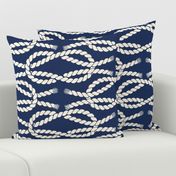 Nautical Square Knot - Rope - Coastal Chic Collection - Ivory on Cassic Navy BG