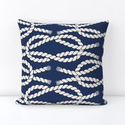 Nautical Square Knot - Rope - Coastal Chic Collection - Ivory on Cassic Navy BG