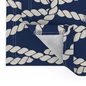 Nautical Square Knot - Rope - Coastal Chic Collection - Ivory on Cassic Navy BG