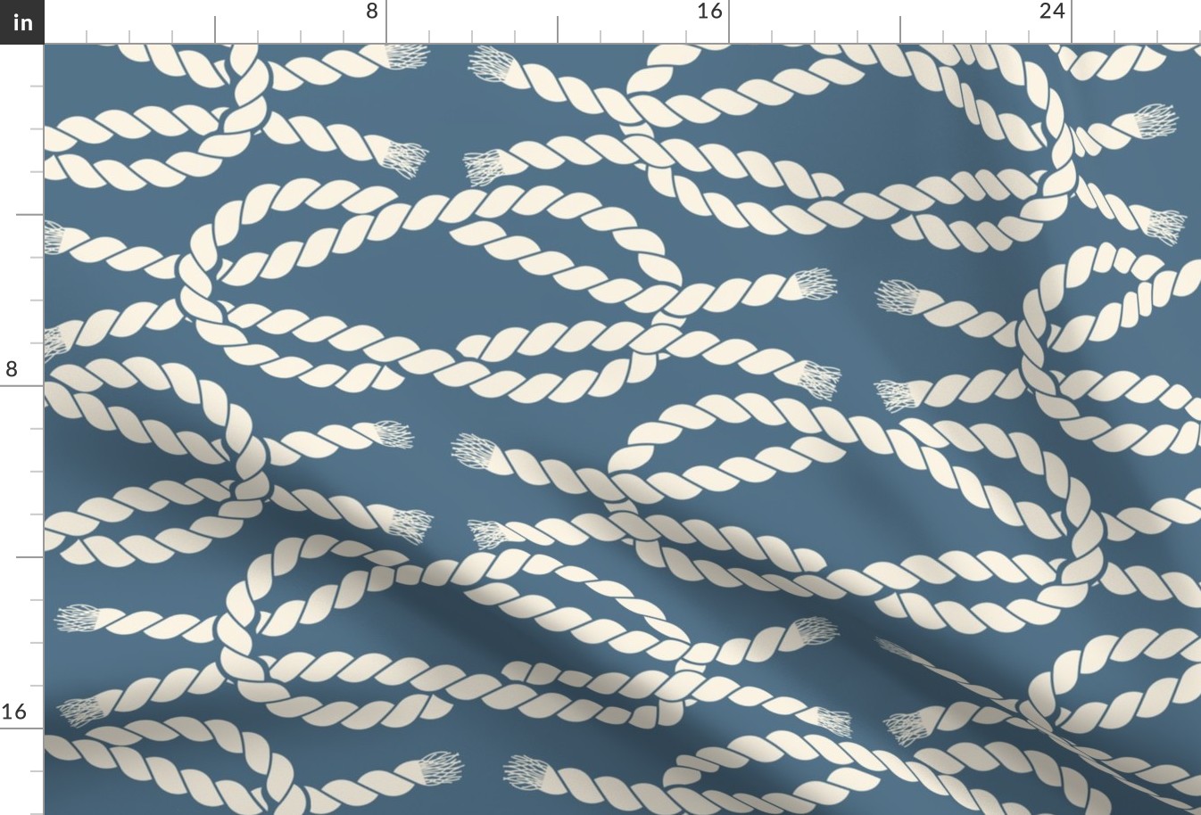 Nautical Square Knot - Rope - Coastal Chic Collection - Ivory on Admiral Blue BG