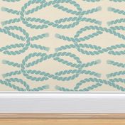 Nautical Square Knot - Rope - Coastal Chic Collection - Opal Green on Ivory BG